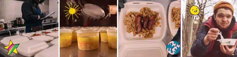 Conteneur pour plats à emporter en matière compostable, adapté aux plats chauds