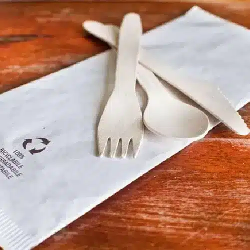 posate compostabili prodotte con materiali di origine vegetale