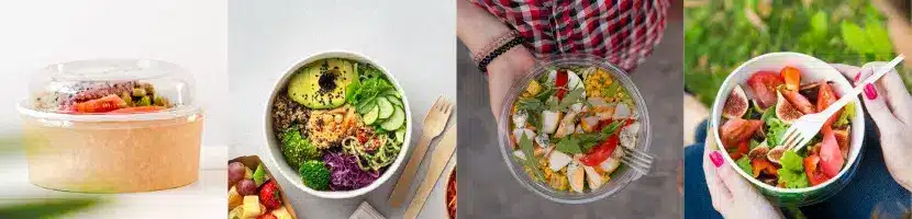 Barquettes à salade jetables, compostables et biodégradables
