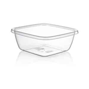 Contenitori quadrati di plastica compostabile trasparenti