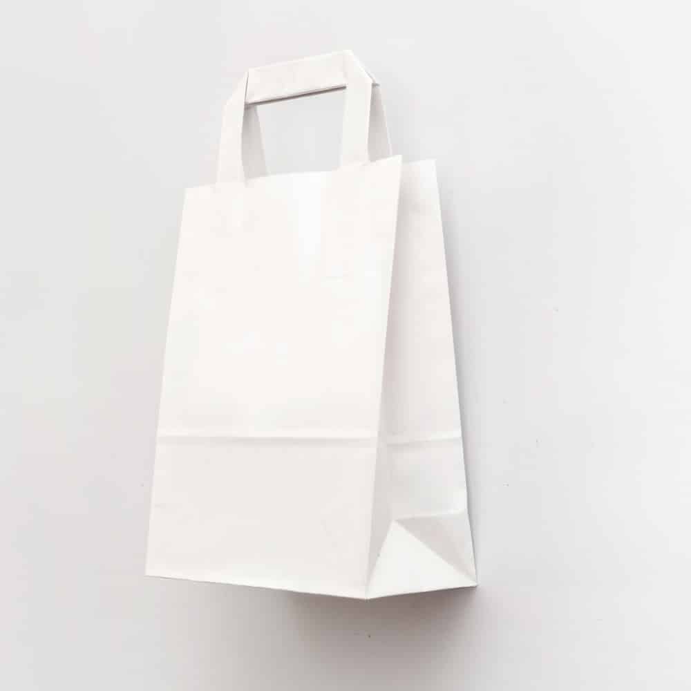 Shoppers bianco con manici in carta ecologica 35 25X25 cm 200 pz