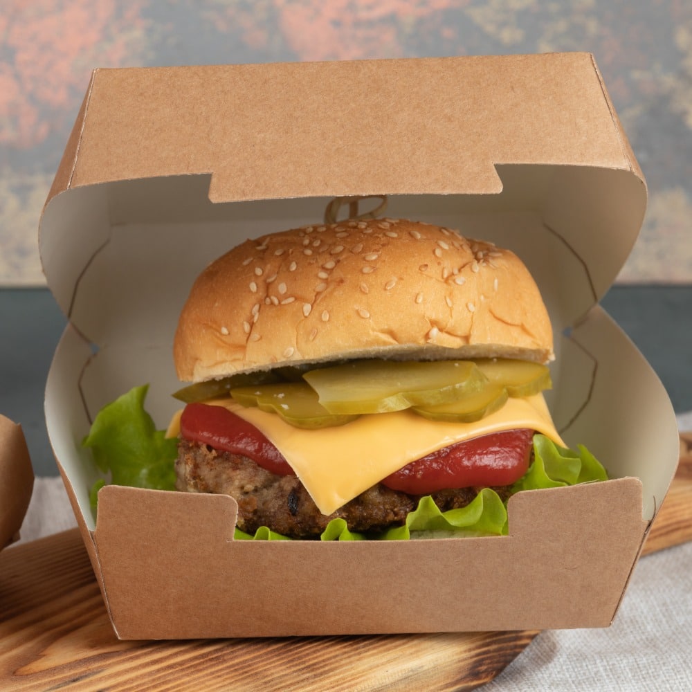 Porta burger in cartoncino avana biodegradabile