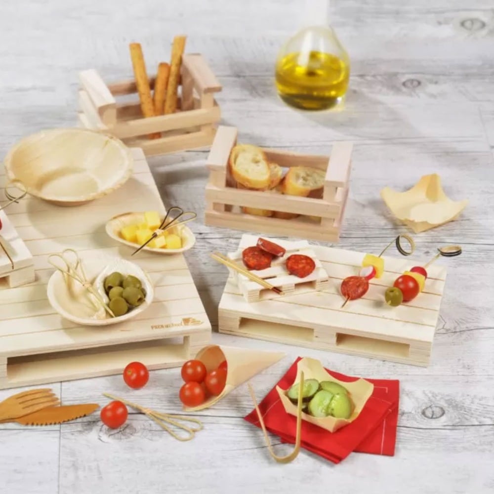 Spiedini in legno con ricciolo biodegradabili