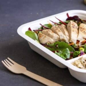 Vaschette due scomparti per alimenti compostabili