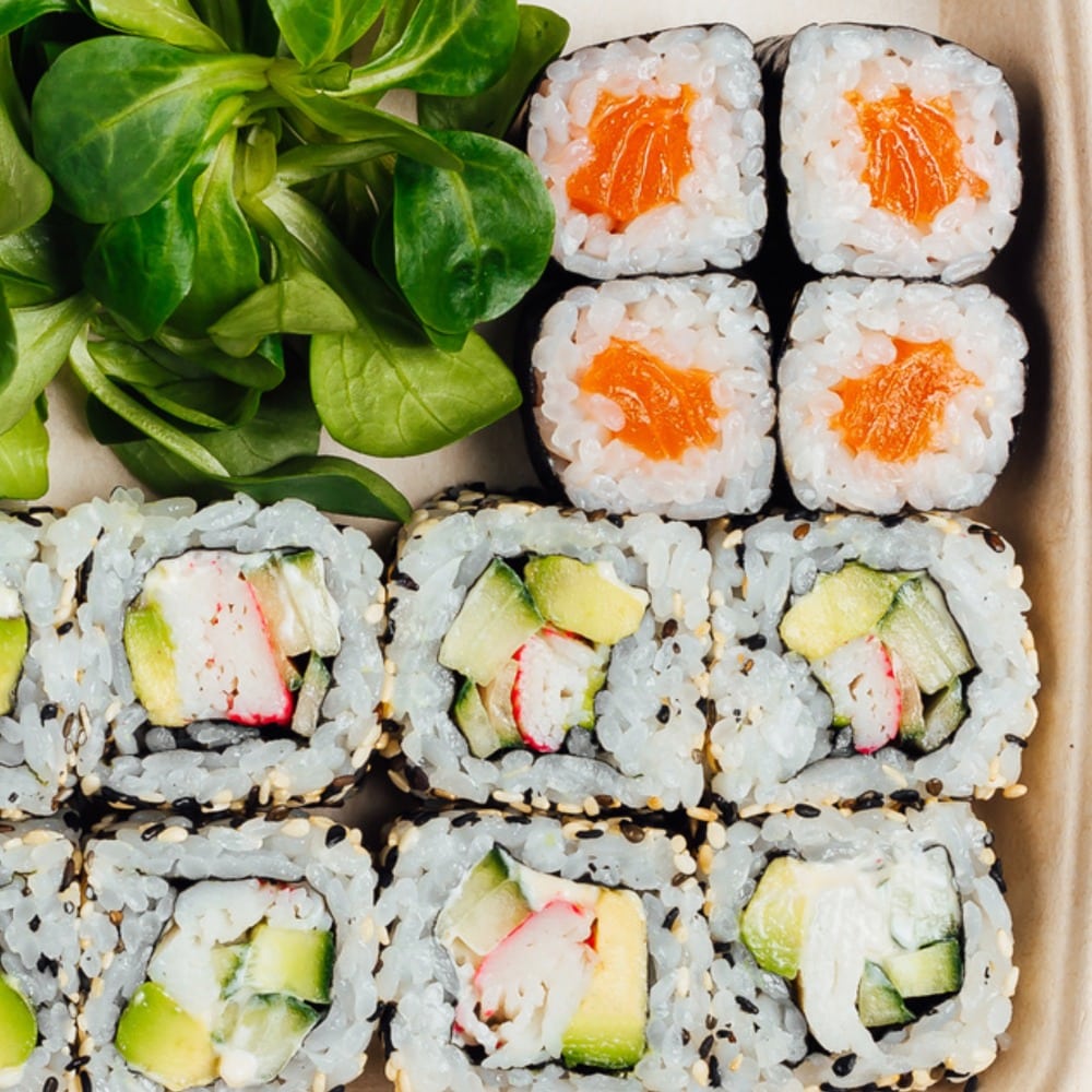 Vassoio sushi in canna da zucchero biodegradabile