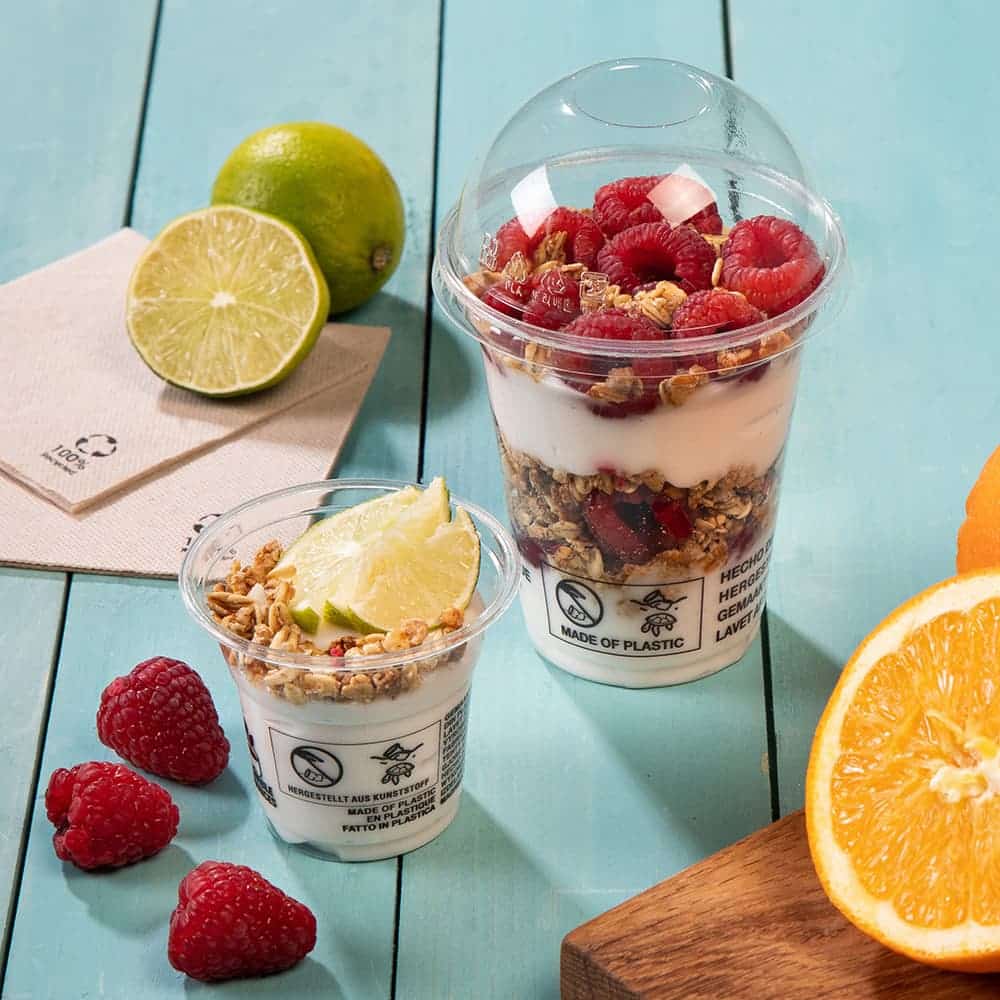 bicchiere da smoothie compostabile trasparente