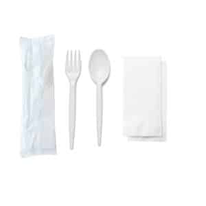 kit posate compostabili bianche in biopolimero