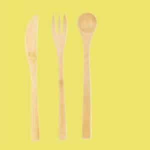 kit posate da viaggio di legno