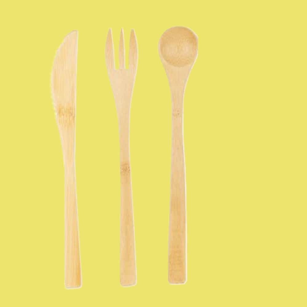 kit posate da viaggio di legno