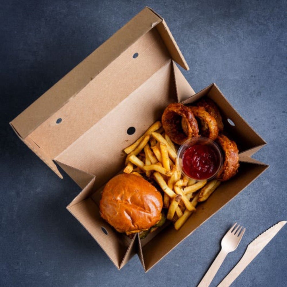 scatole per hamburger contenitore doppio compostabili