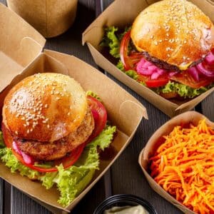 scatole per hamburger da asporto compostabili