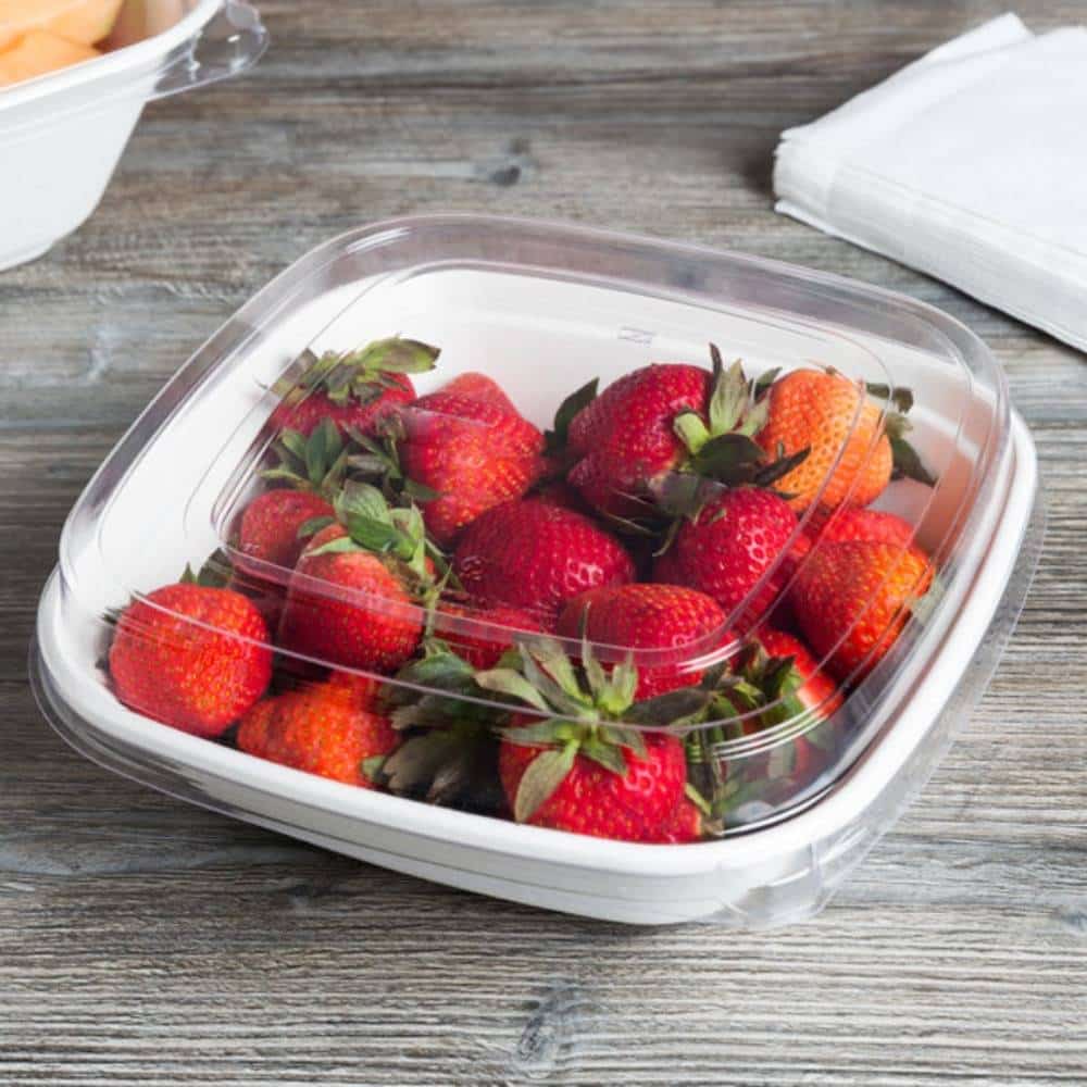 piatti con coperchio quadrato compostabili