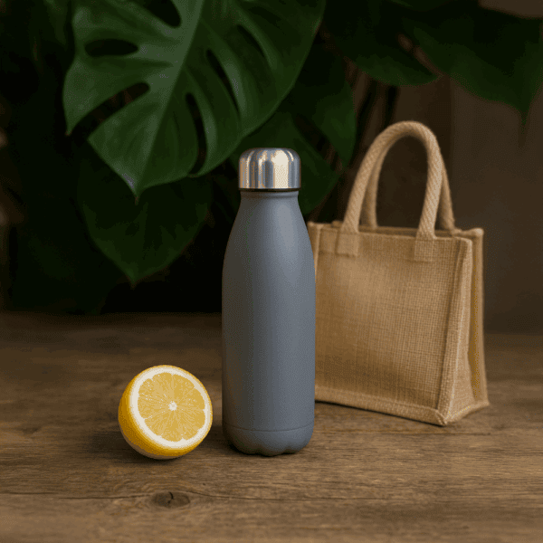 Bouteille d'eau en aluminium et acier noir 500 ml – Image 2