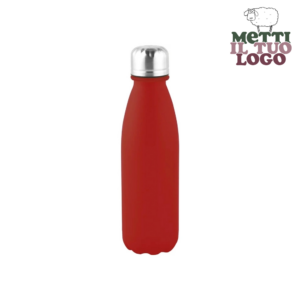 Borraccia rossa personalizzabile in alluminio da 500 ml, leggera e resistente, con tappo a vite in acciaio per una chiusura sicura. Ideale per promozioni aziendali.