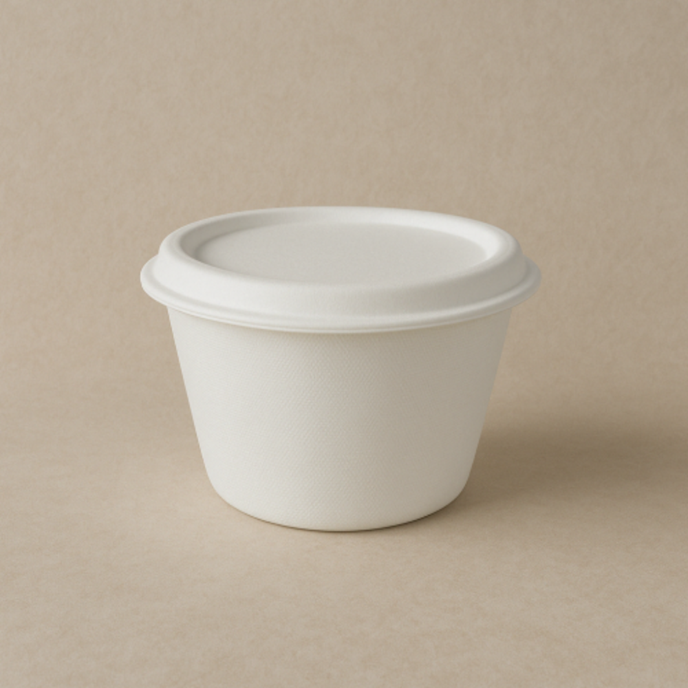 100 Contenitori Rotondi Con Coperchio Da 25 Ml - Perfetti Per Salse, Ketchup E Condimenti - Adatti Al Microonde E Freezer