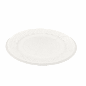 Assiettes en papier biocoatées ø 18 cm, lot de 250, compostables et biodégradables.