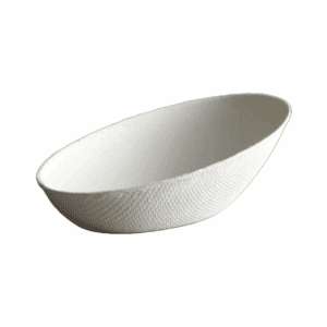 Bol de dégustation ovale en cellulose et PLA 8x5,4 cm, 150 pcs, compostables et biodégradables.