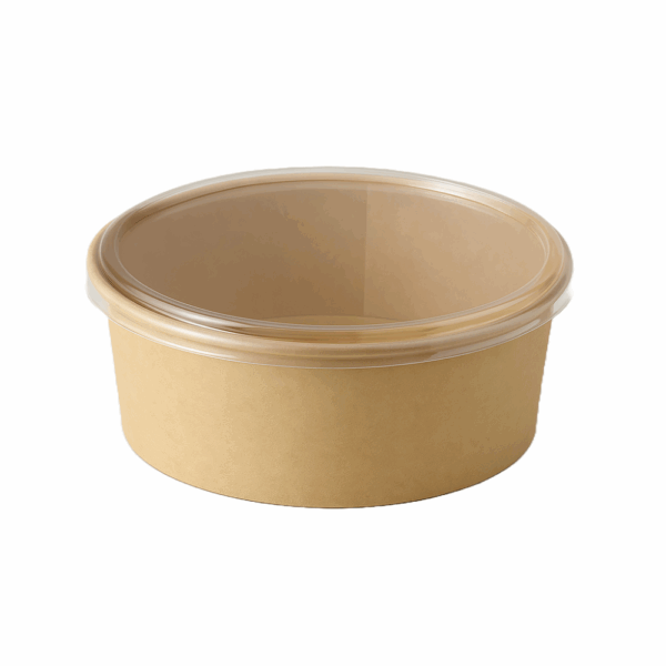 Bols à salade poke compostables avec couvercle 1200 ml, 100 pcs, certifiés sans plastique, biodégradables et imperméables.