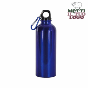 Gourde personnalisée bleue en aluminium 750 ml, réutilisable et écologique.