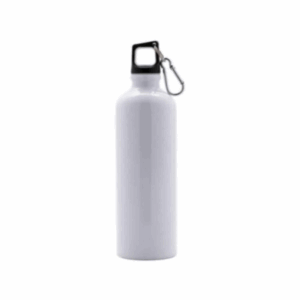 Bouteille en aluminium 750 ml blanche, réutilisable et légère.