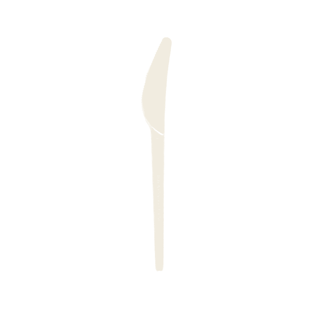Couteau jetable compostable en CPLA 16,5 cm.