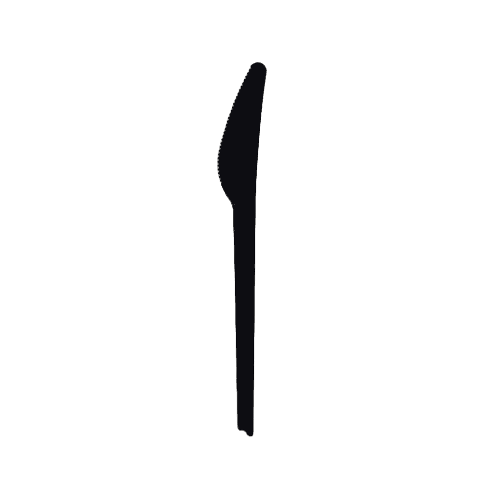 Couteau noir en bioplastique compostable 16,5 cm.