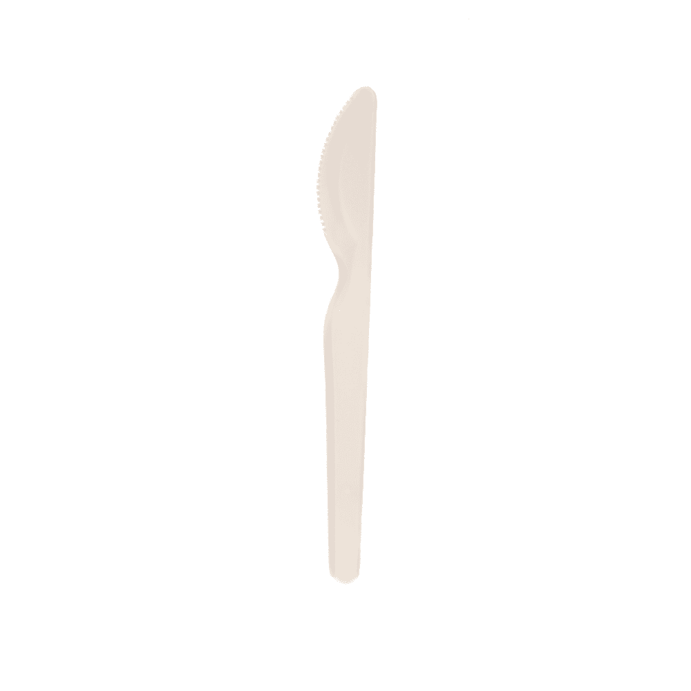 Couteau compostable en Mater-Bi 16,5 cm, biodégradable, couleur blanc lait