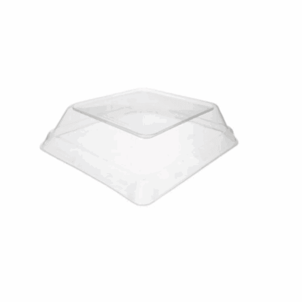 Couvercle transparent en PLA 16 cm biodégradable pour bols carrés.