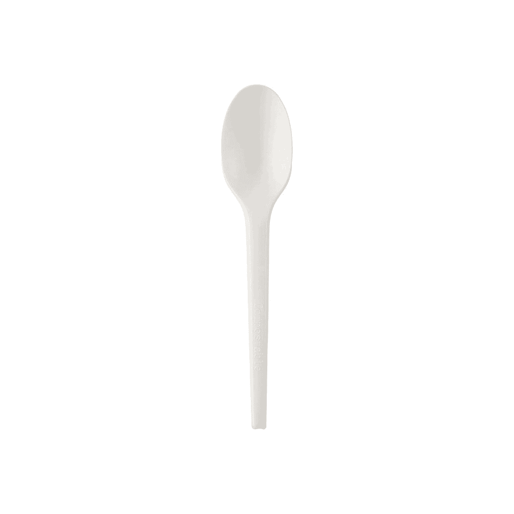 Cuillères à dessert jetables en bioplastique compostable 100 pièces.