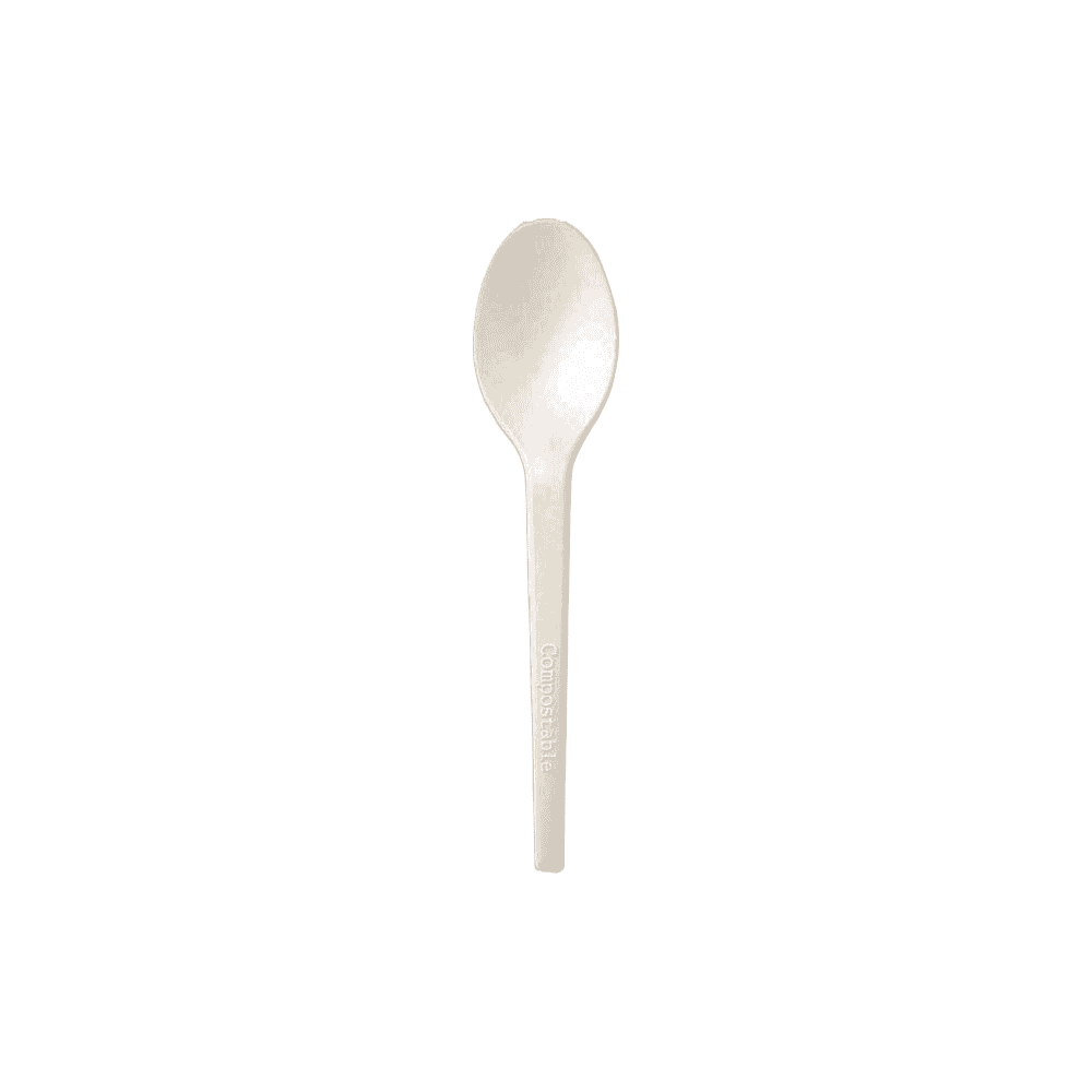 Petite cuillère compostable en Mater-Bi 12 cm, biodégradable, couleur blanche