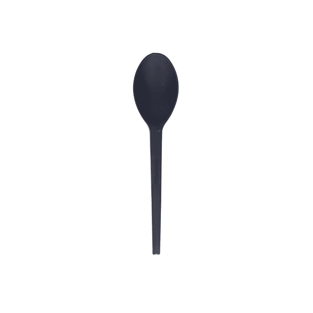 Cuillères noires en bioplastique compostables 13 cm 100 pièces.