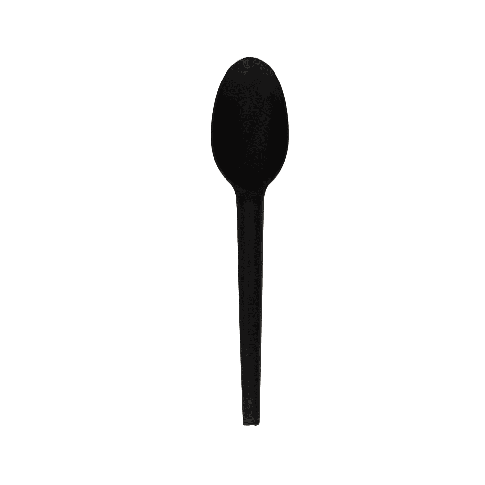 Cuillères noires en bioplastique compostable 100 pièces.