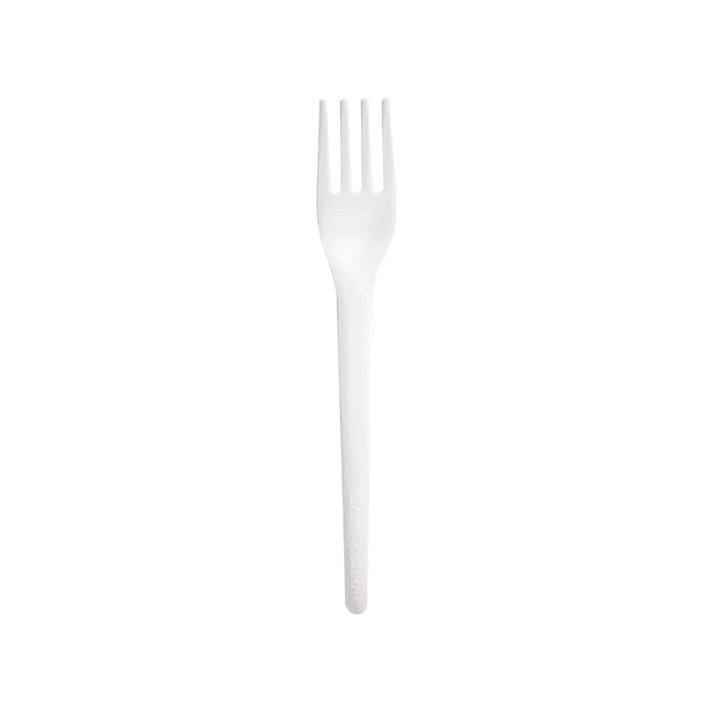 Fourchette compostable en bioplastique CPLA 16,5 cm 100 pièces.