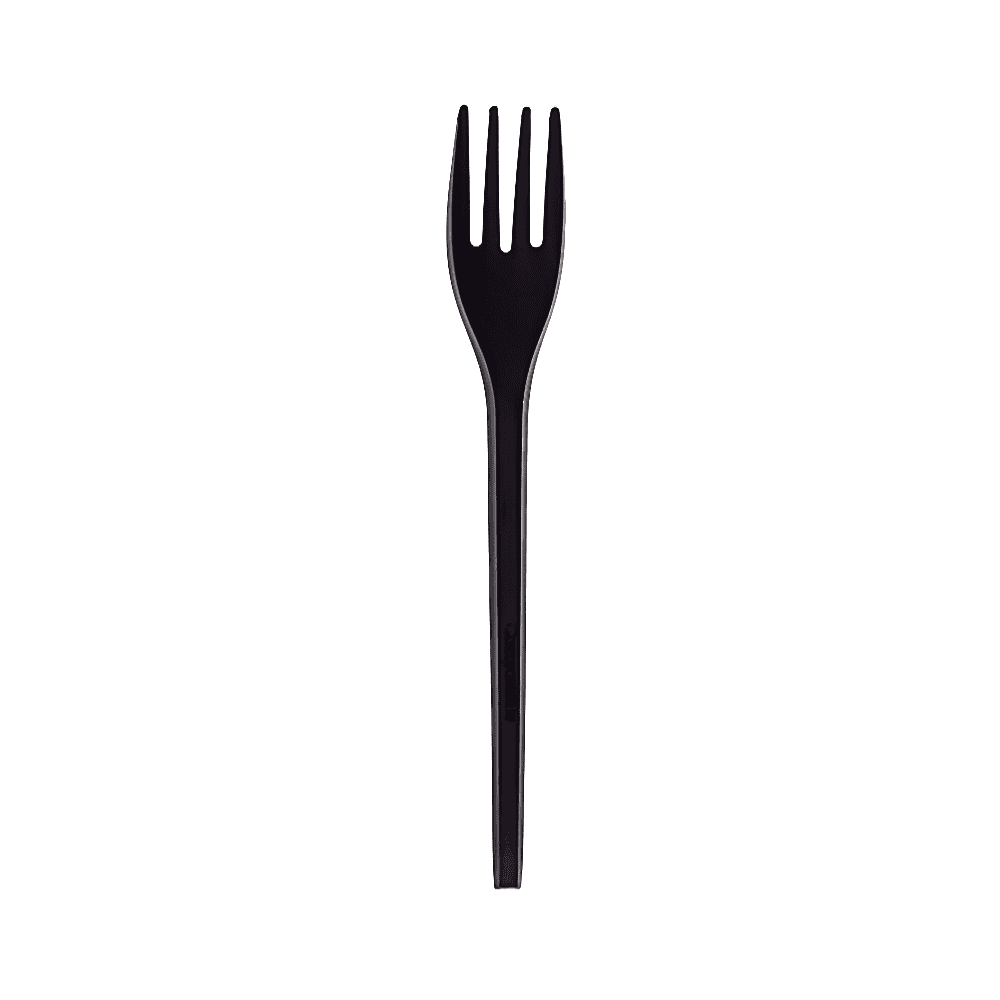 Fourchette noire en bioplastique compostable 16,5 cm.