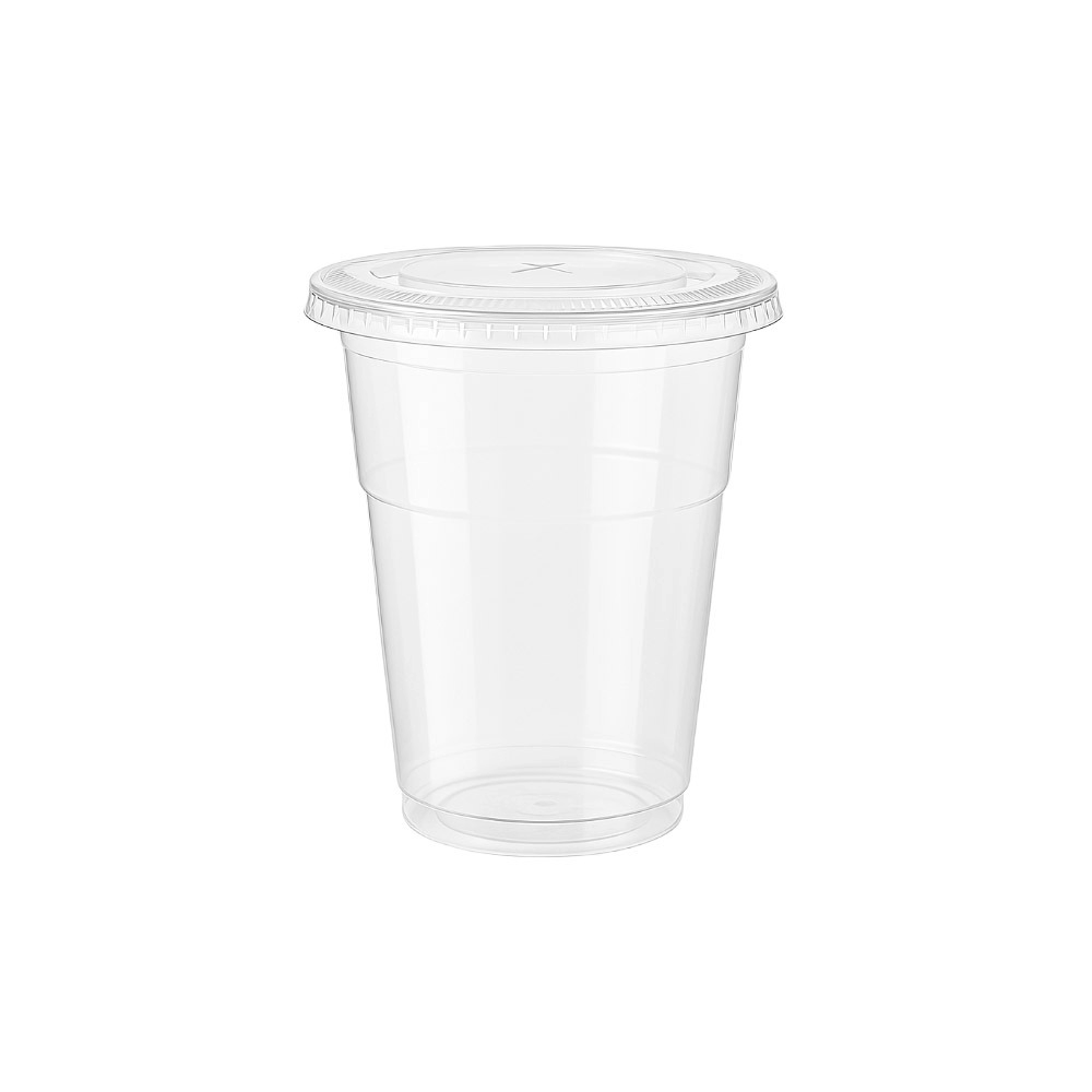 Gobelets compostables 200 ml avec couvercle transparent - Lot de 100