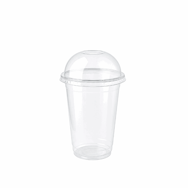 Gobelets compostables 640ml avec couvercles sans trou - Pack économique 100 unités.