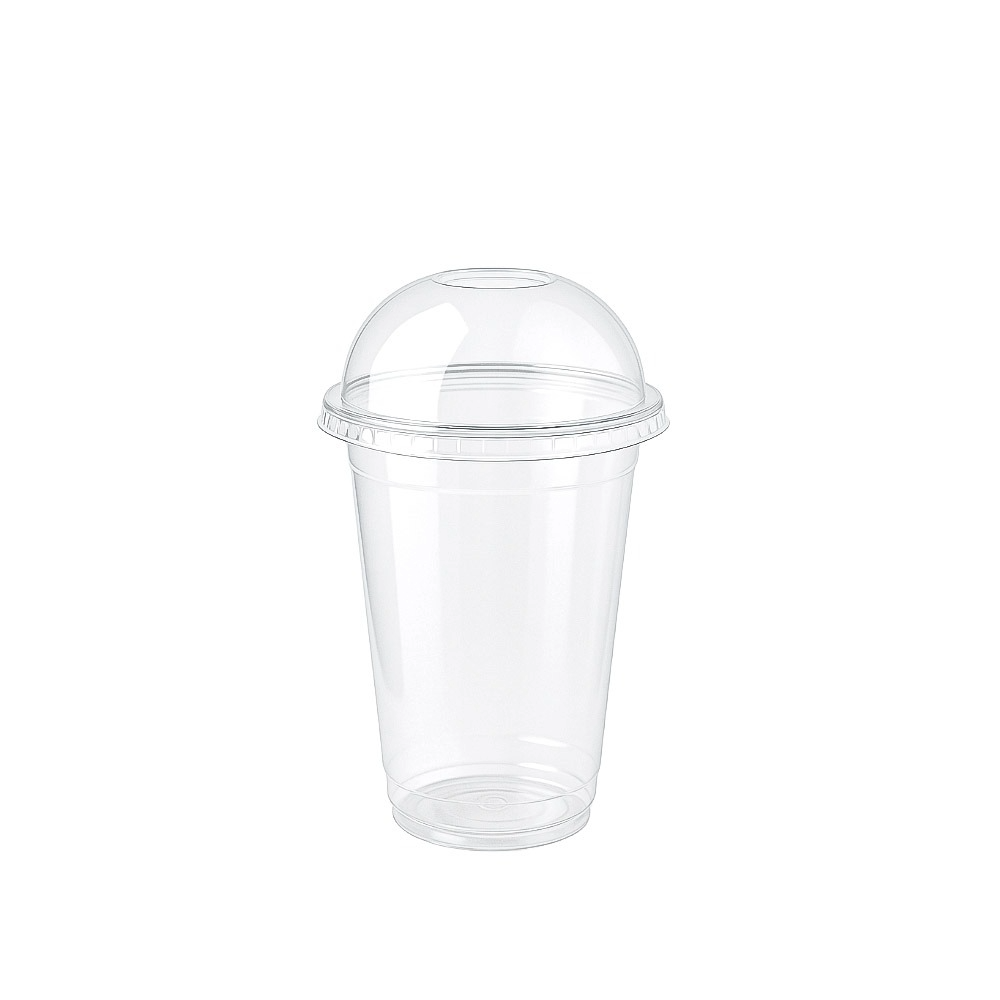 Gobelets compostables 640ml avec couvercles sans trou - Pack économique 100 unités.