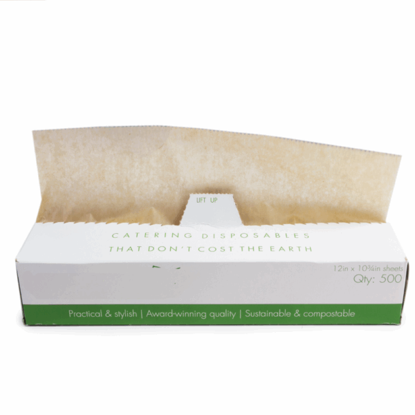 Papier anti-touche pour aliments chauds et froids en distributeur, vue latérale