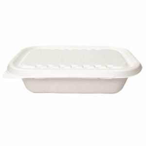 Récipient à deux compartiments avec couvercle, compostable, 125 pcs.