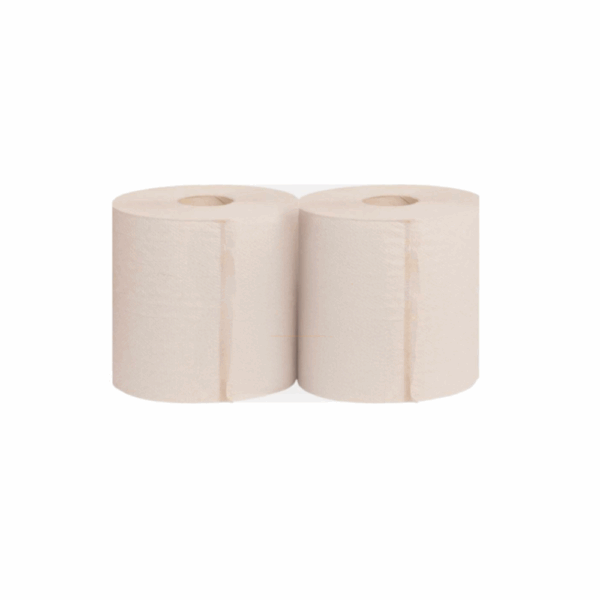 Rouleaux d'essuie-tout havane 800 feuilles, 2 pcs, papier double épaisseur, pour usage professionnel.
