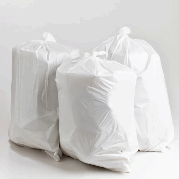 Sacs poubelles blancs 75x105 cm, vue de dessus