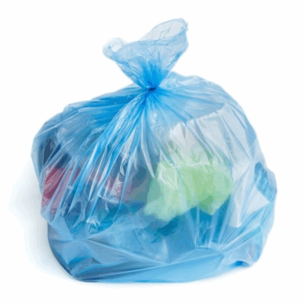 Sacs poubelles bleus 75x105 cm, vue de dessus