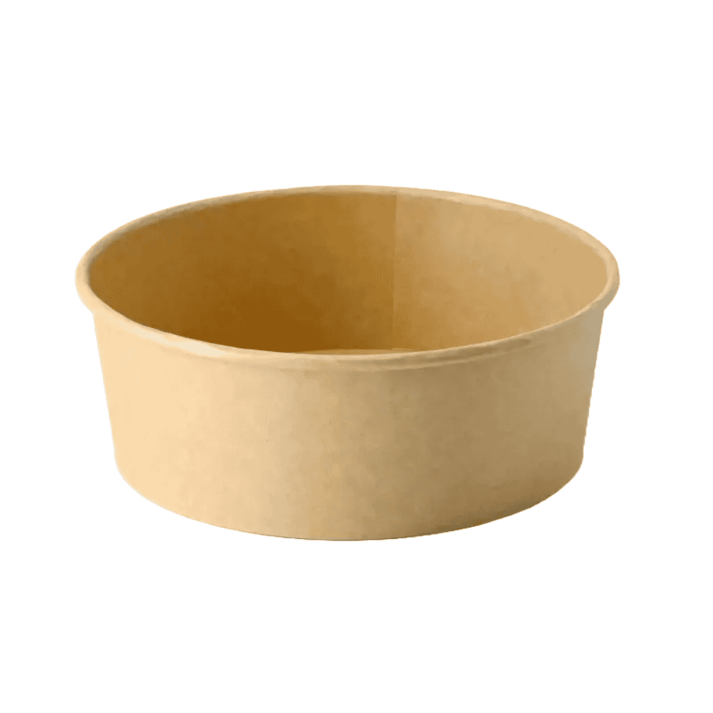 Saladier compostable Havane 1200 ml en carton et PLA, lot de 150.