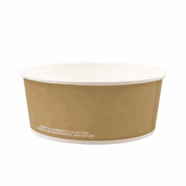 Saladier compostable Havane 800 ml en carton et PLA, lot de 100.