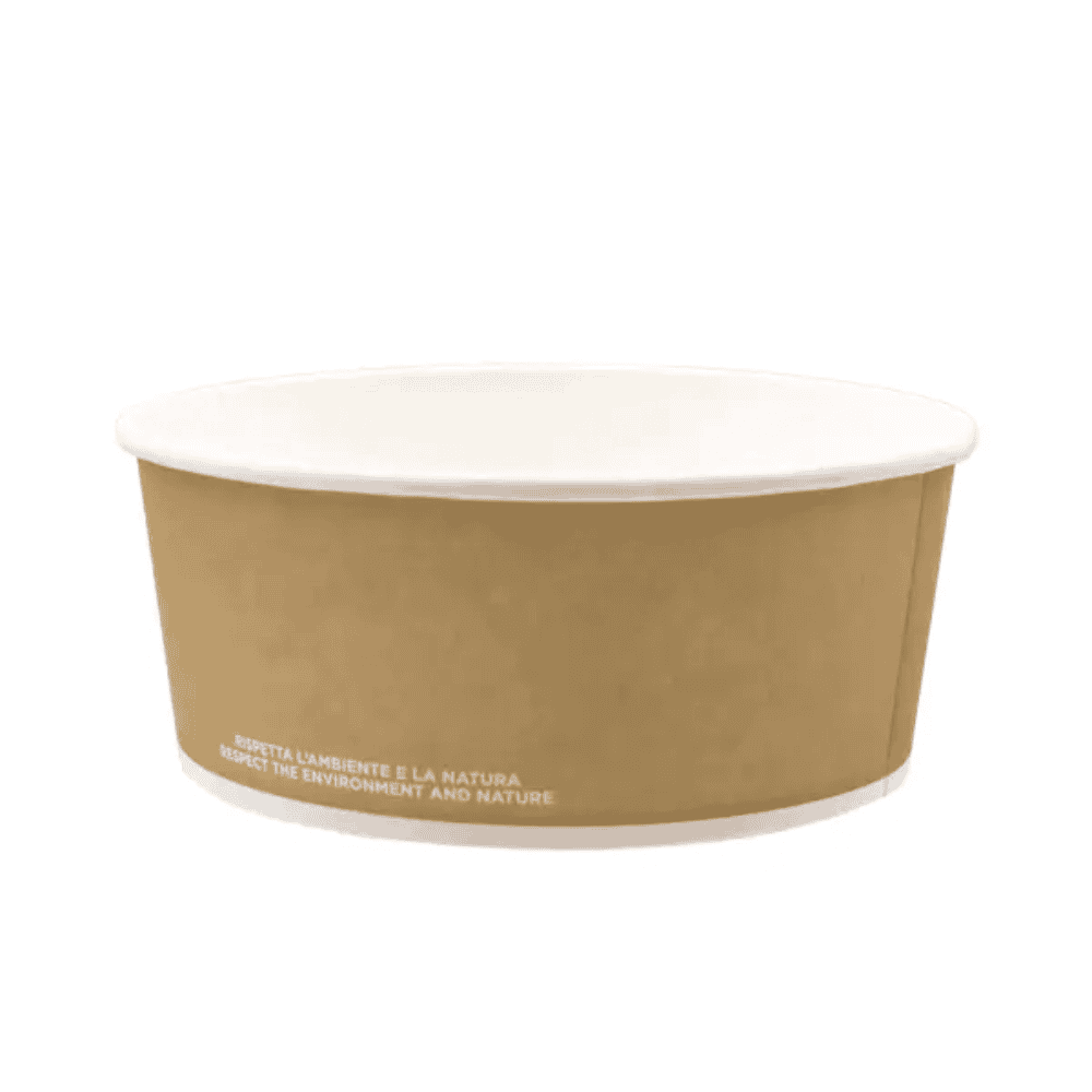 Saladier compostable Havane 800 ml en carton et PLA, lot de 100.