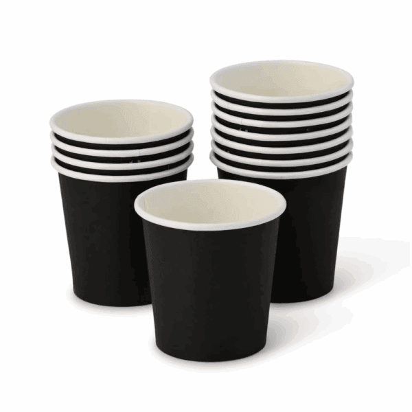 Tasses jetables en carton noir 115 ml pour café - Personnalisation facile.