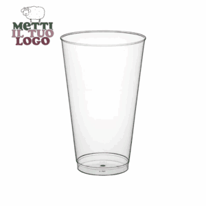Verre à bière personnalisé 400 ml en plastique dur, idéal pour événements.