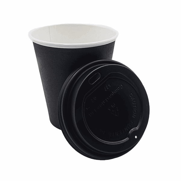 Verre noir élégant pour cappuccino, capacité 430 ml, personnalisable.