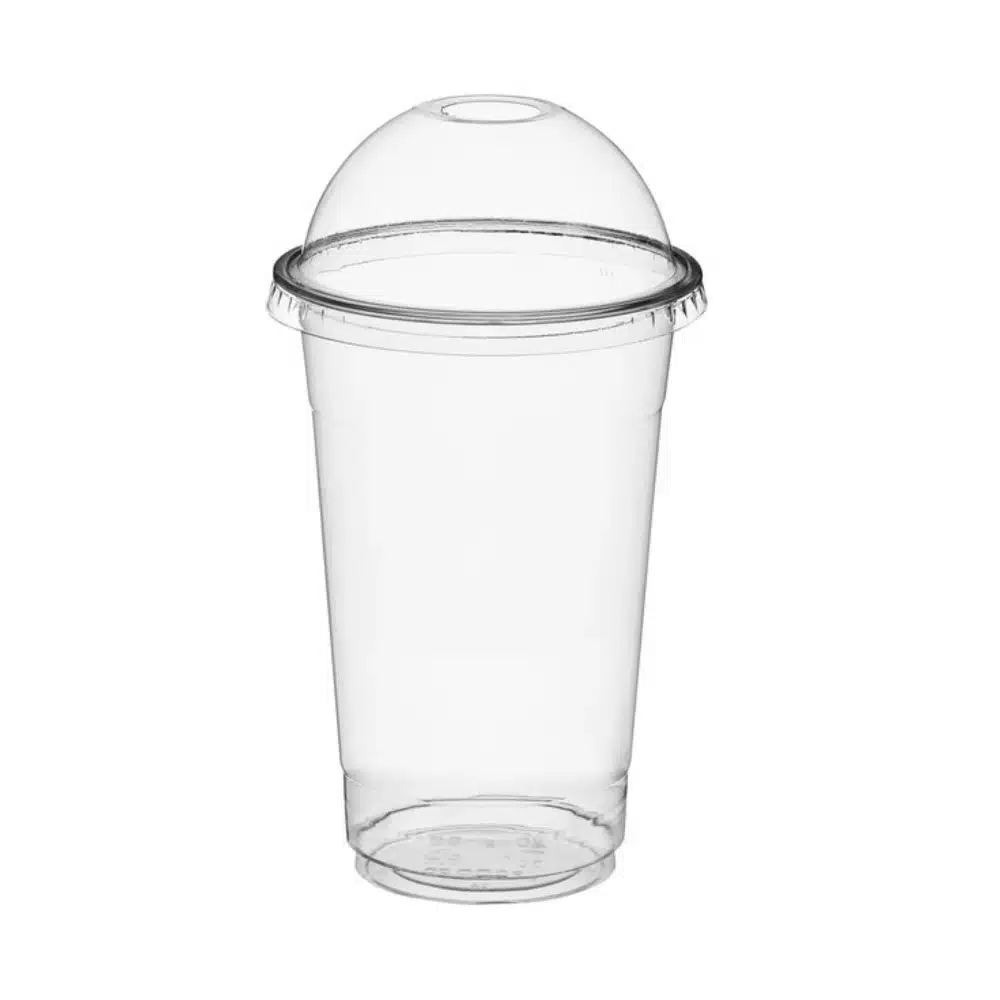 Verres à emporter 415 ml avec couvercle bombé et trou - Pack de 100